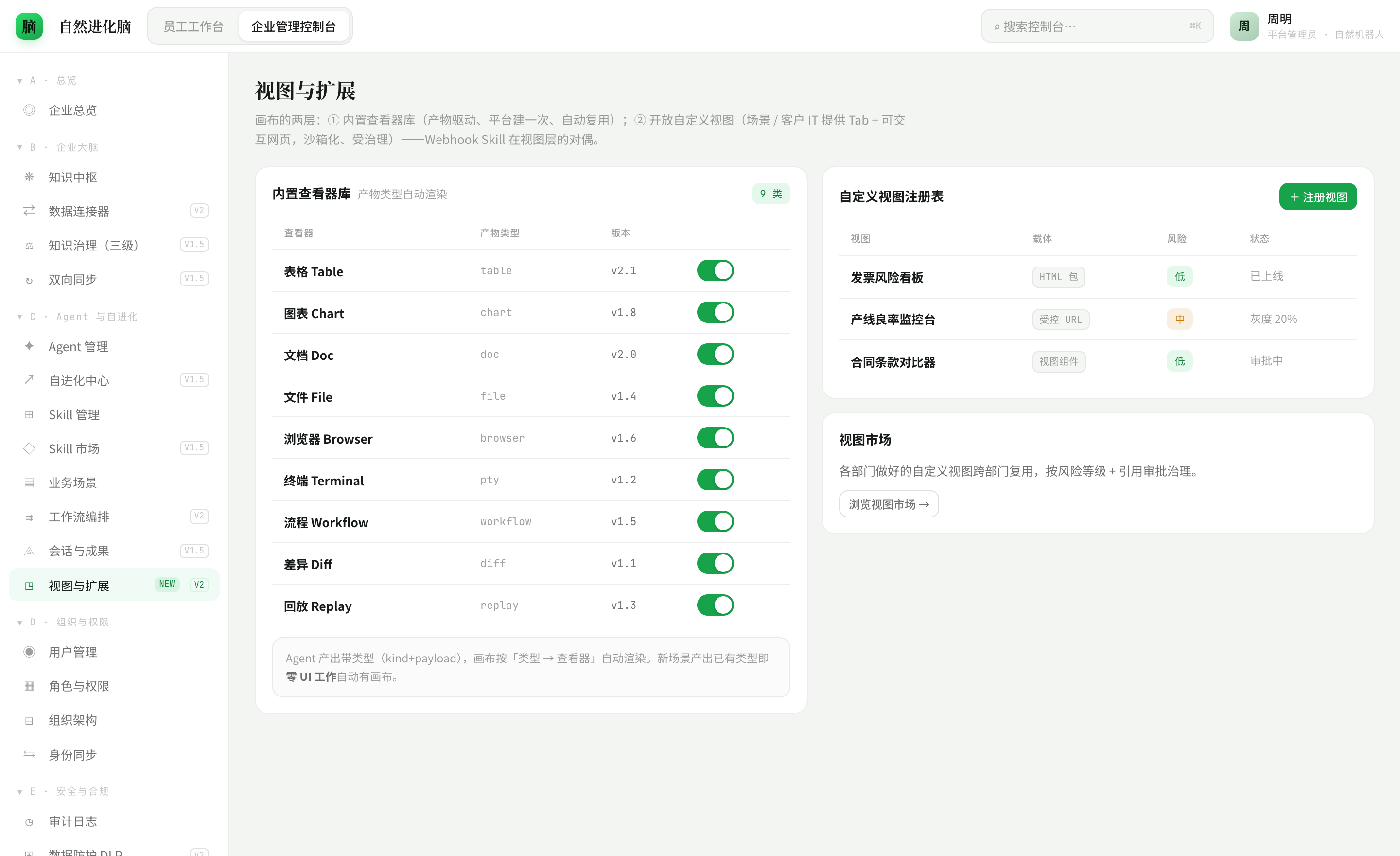 自然进化脑 · 视图与扩展